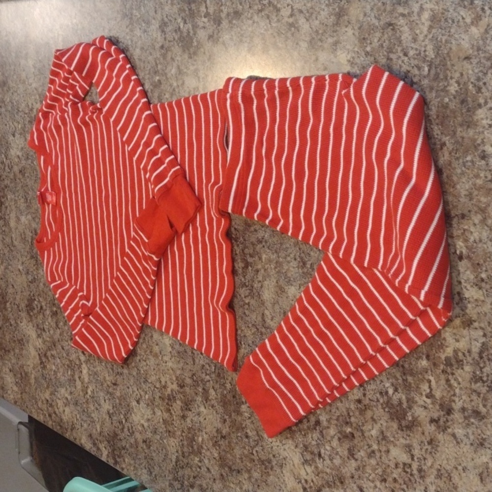 Red and white stripes Henley pajama set size medium